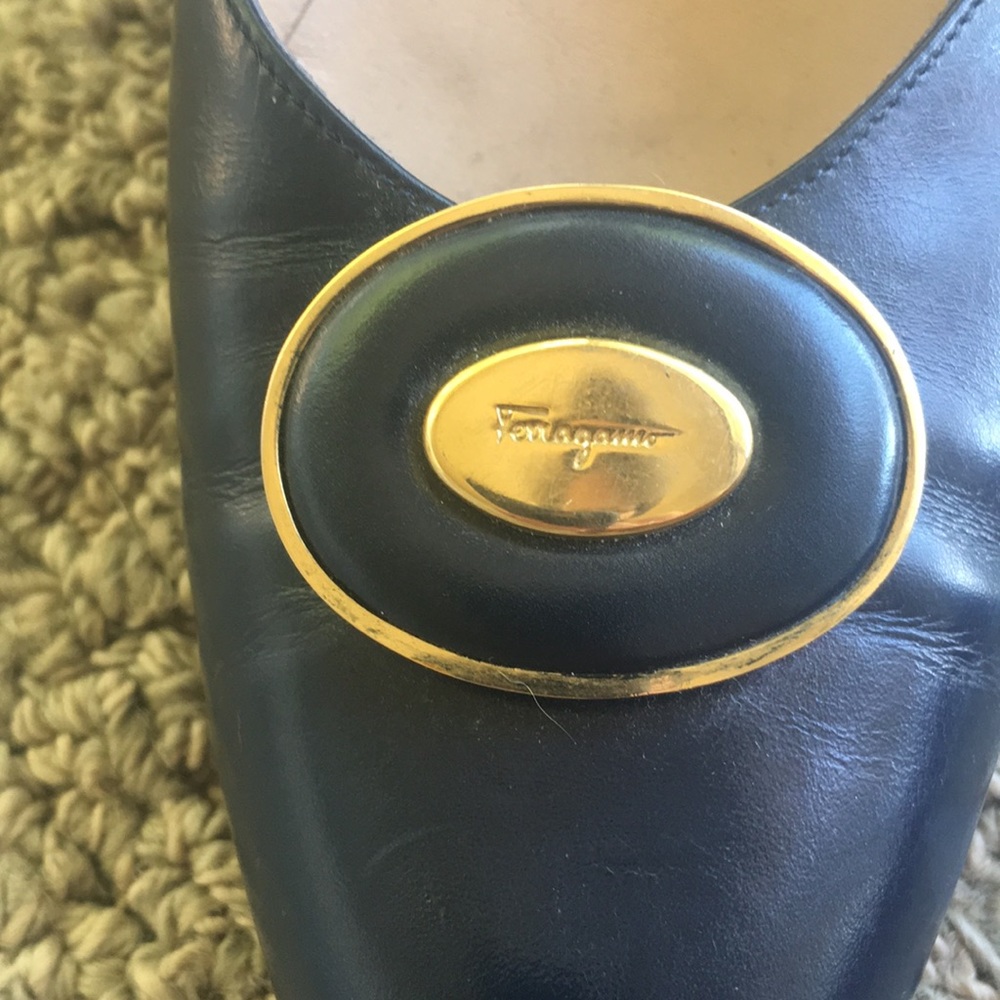 Ferragamo, navy shoes, excellent condition